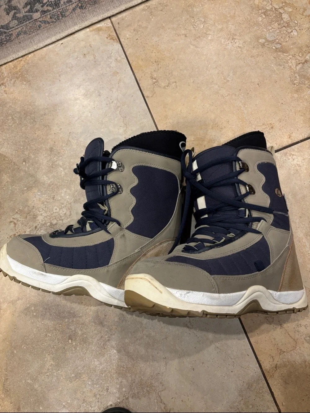 Men's Navy and Gray Insulated Rain & Snow Boots